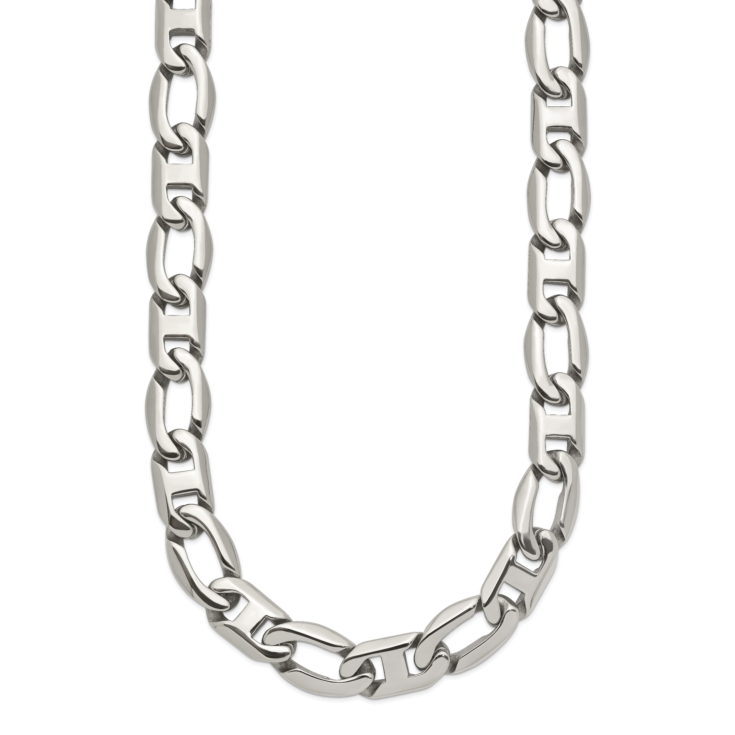 Sophia Jewelers Men's Polished Stainless Steel Necklace Gift Ready 24 Inch