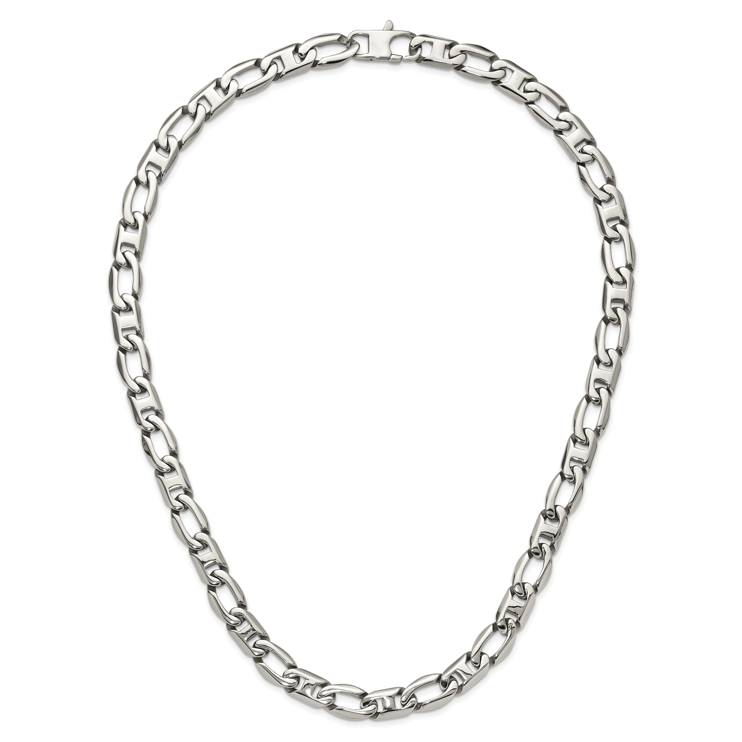 Sophia Jewelers Men's Polished Stainless Steel Necklace Gift Ready 24 Inch
