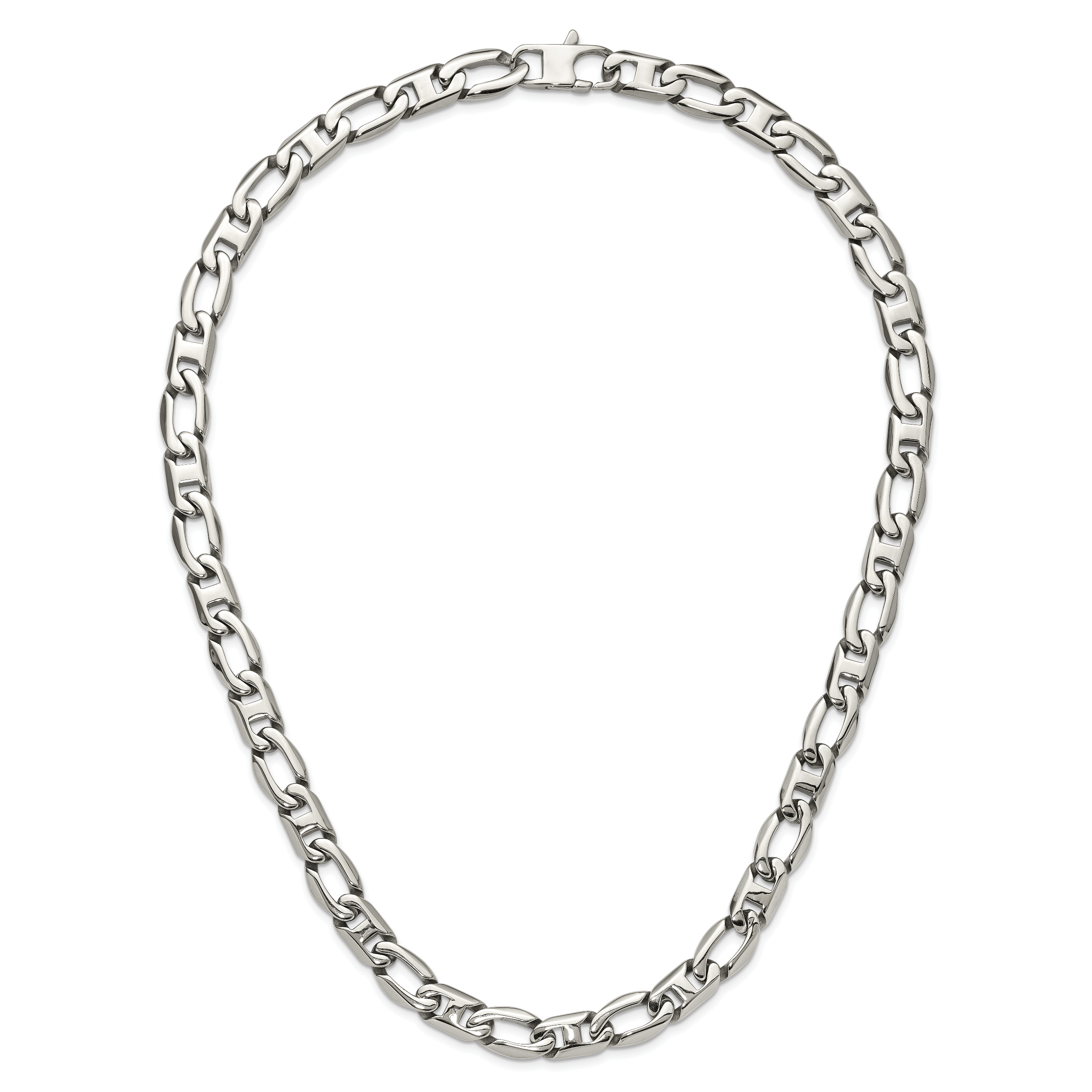 Sophia Jewelers Men's Polished Stainless Steel Necklace Gift Ready 24 Inch