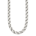 Sophia Jewelers Men's Polished Stainless Steel 24 Square Link Necklace