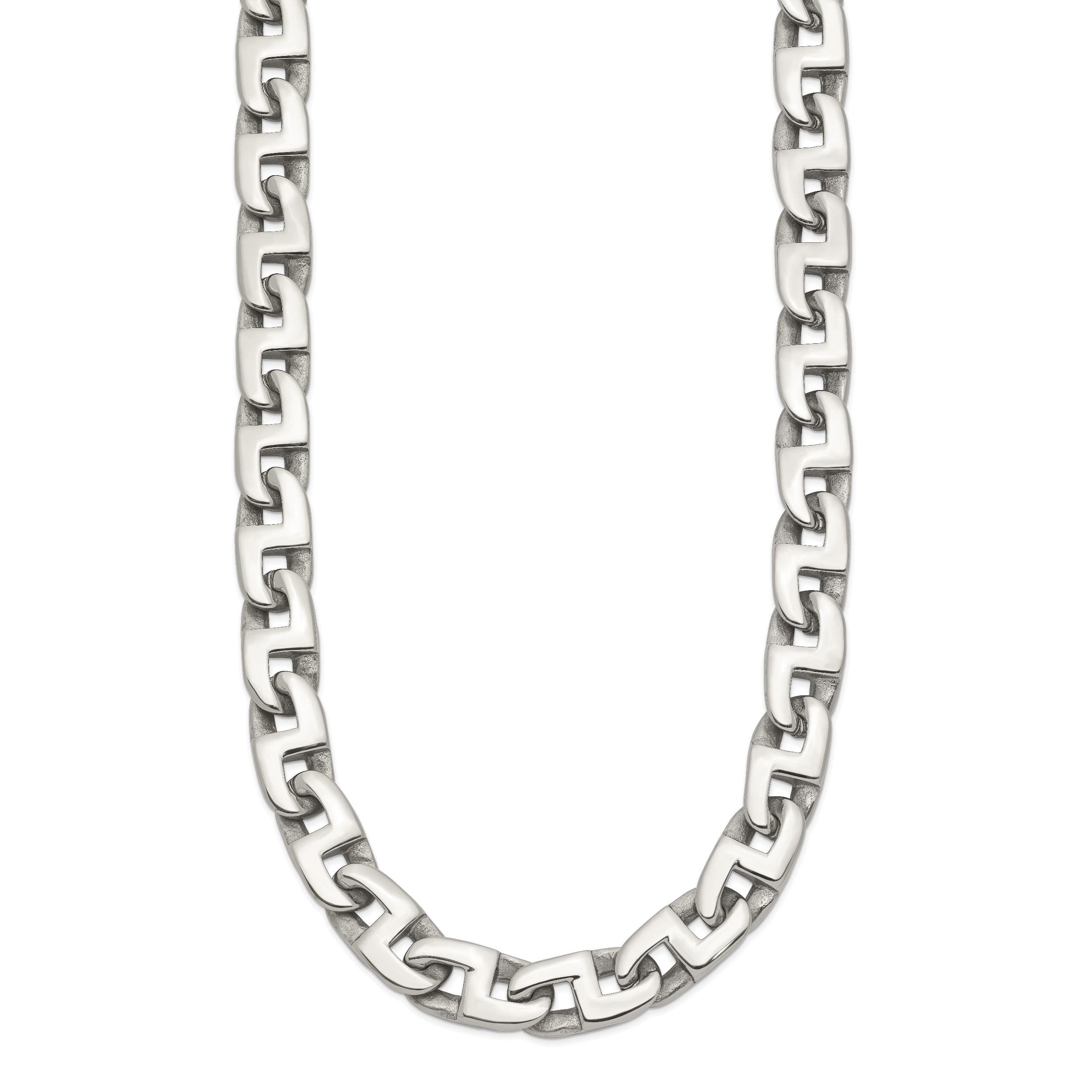 Sophia Jewelers Men's Polished Stainless Steel 24 Square Link Necklace