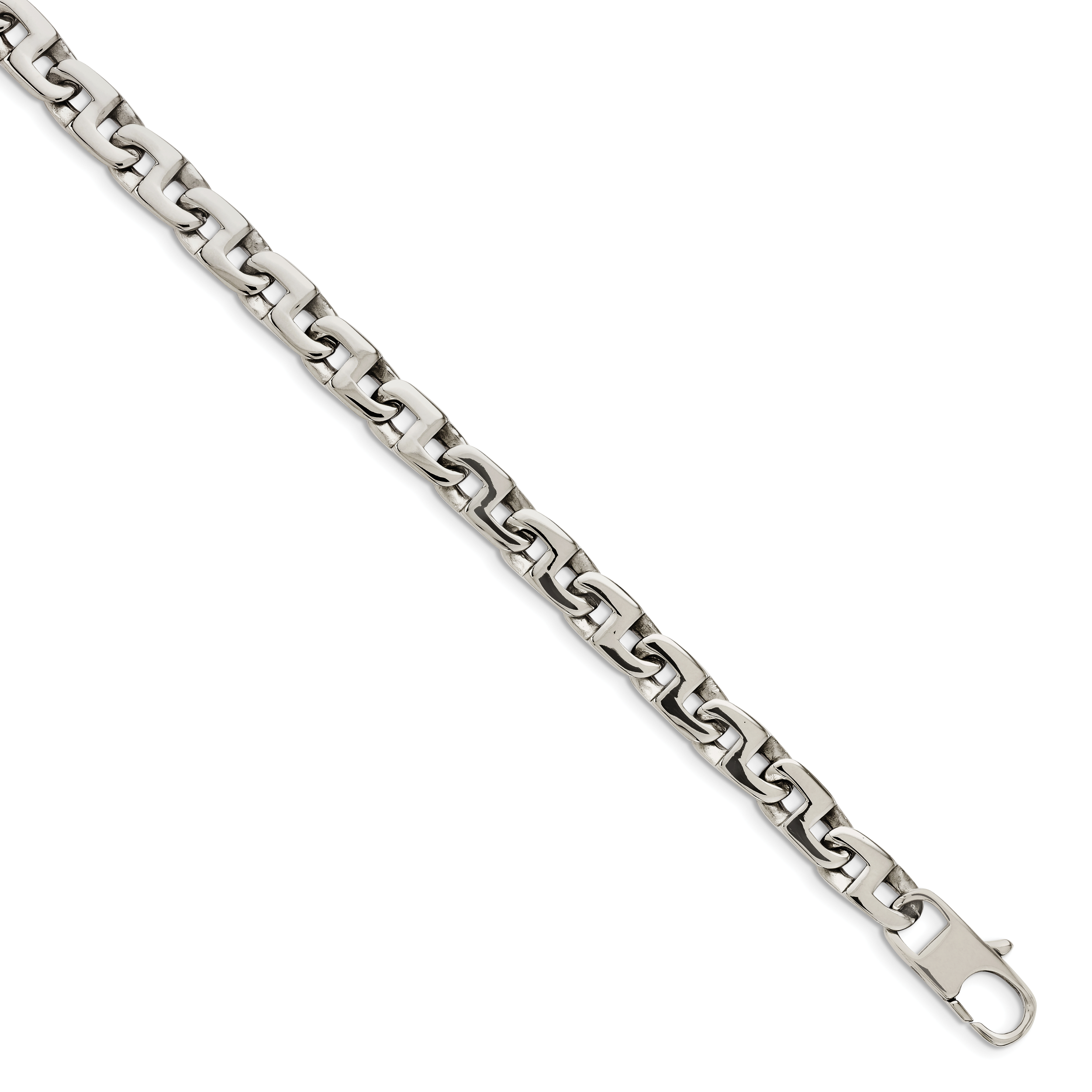 Sophia Jewelers Men's Polished Stainless Steel 24 Square Link Necklace