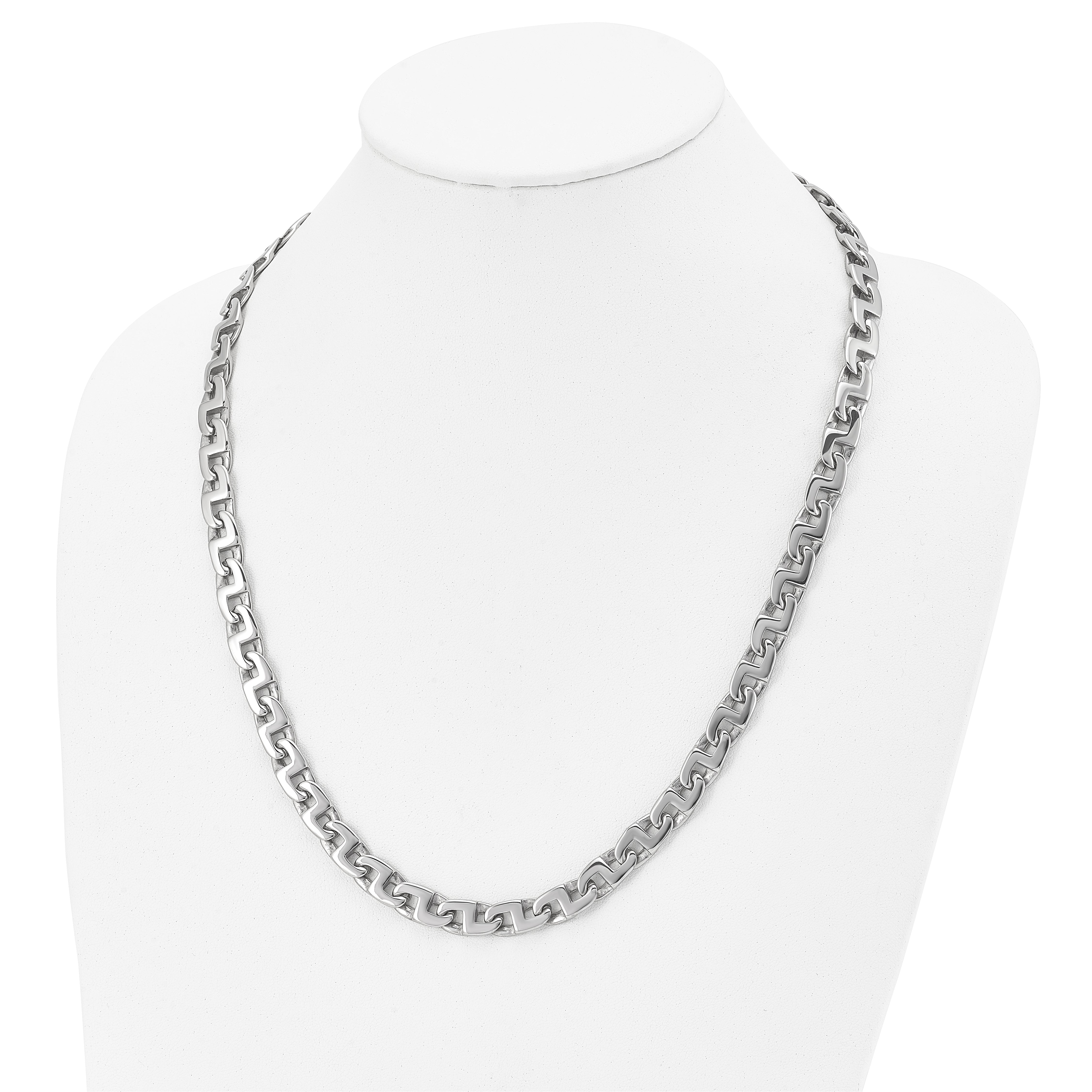 Sophia Jewelers Men's Polished Stainless Steel 24 Square Link Necklace