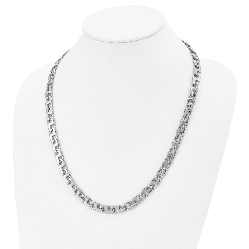 Sophia Jewelers Men's Polished Stainless Steel 24 Square Link Necklace