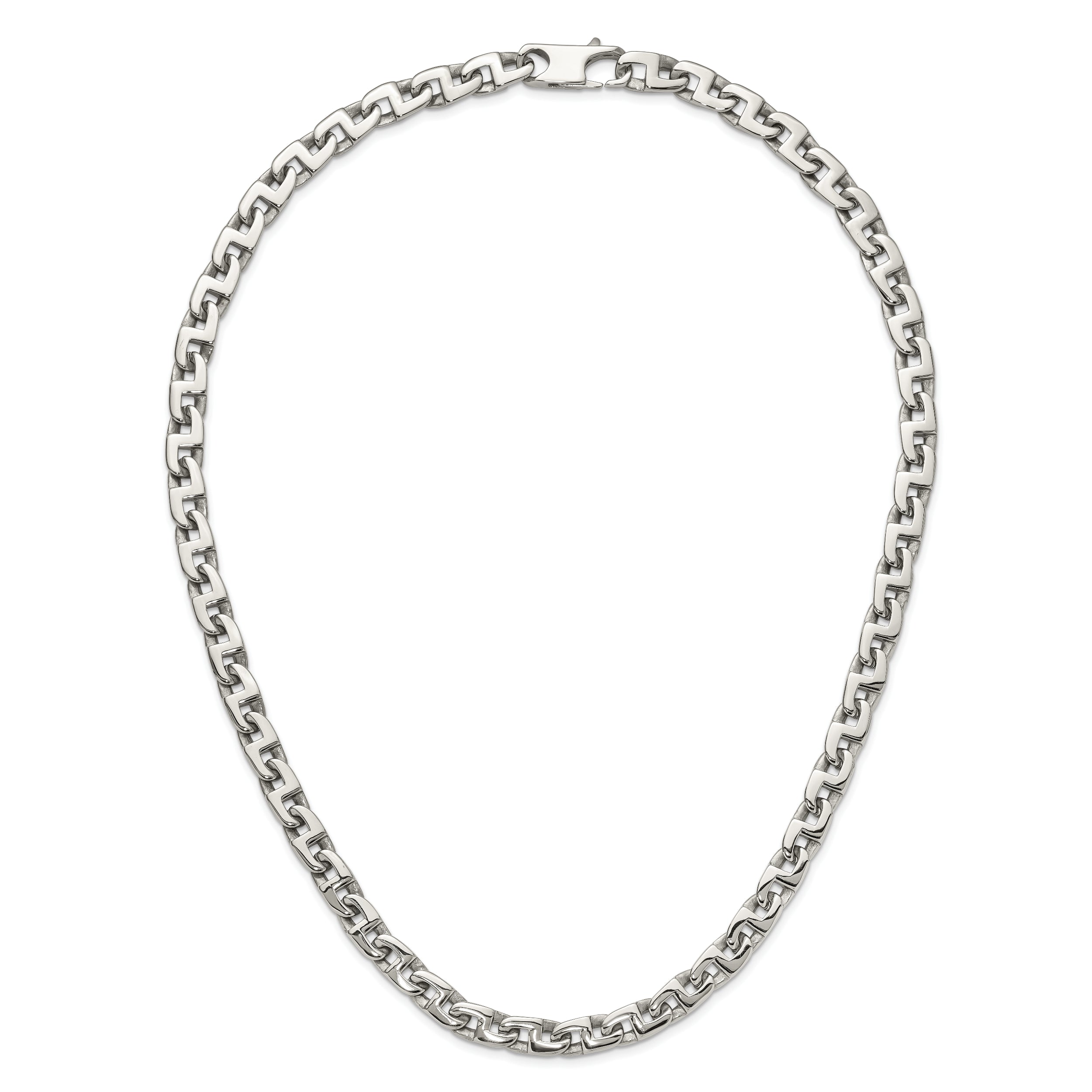 Sophia Jewelers Men's Polished Stainless Steel 24 Square Link Necklace
