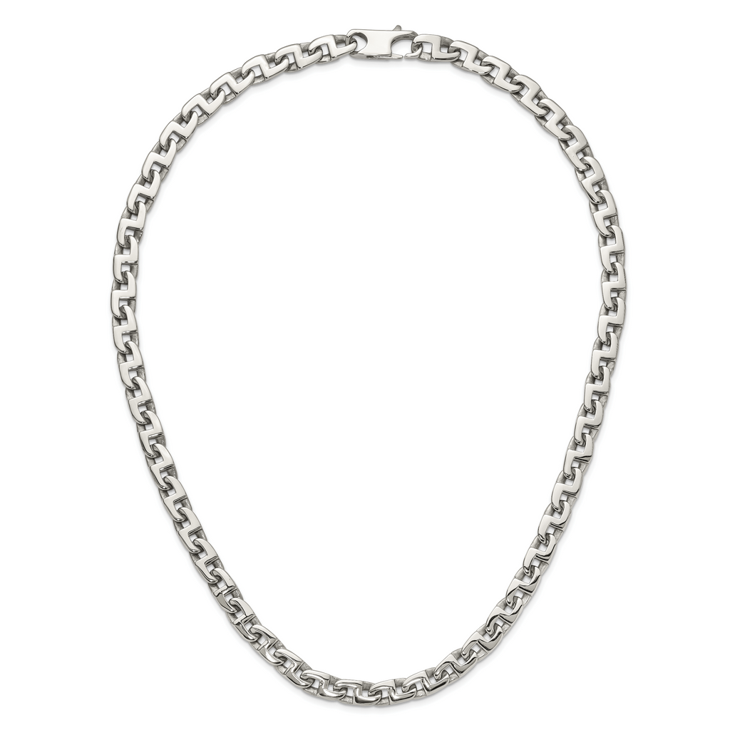 Sophia Jewelers Men's Polished Stainless Steel 24 Square Link Necklace