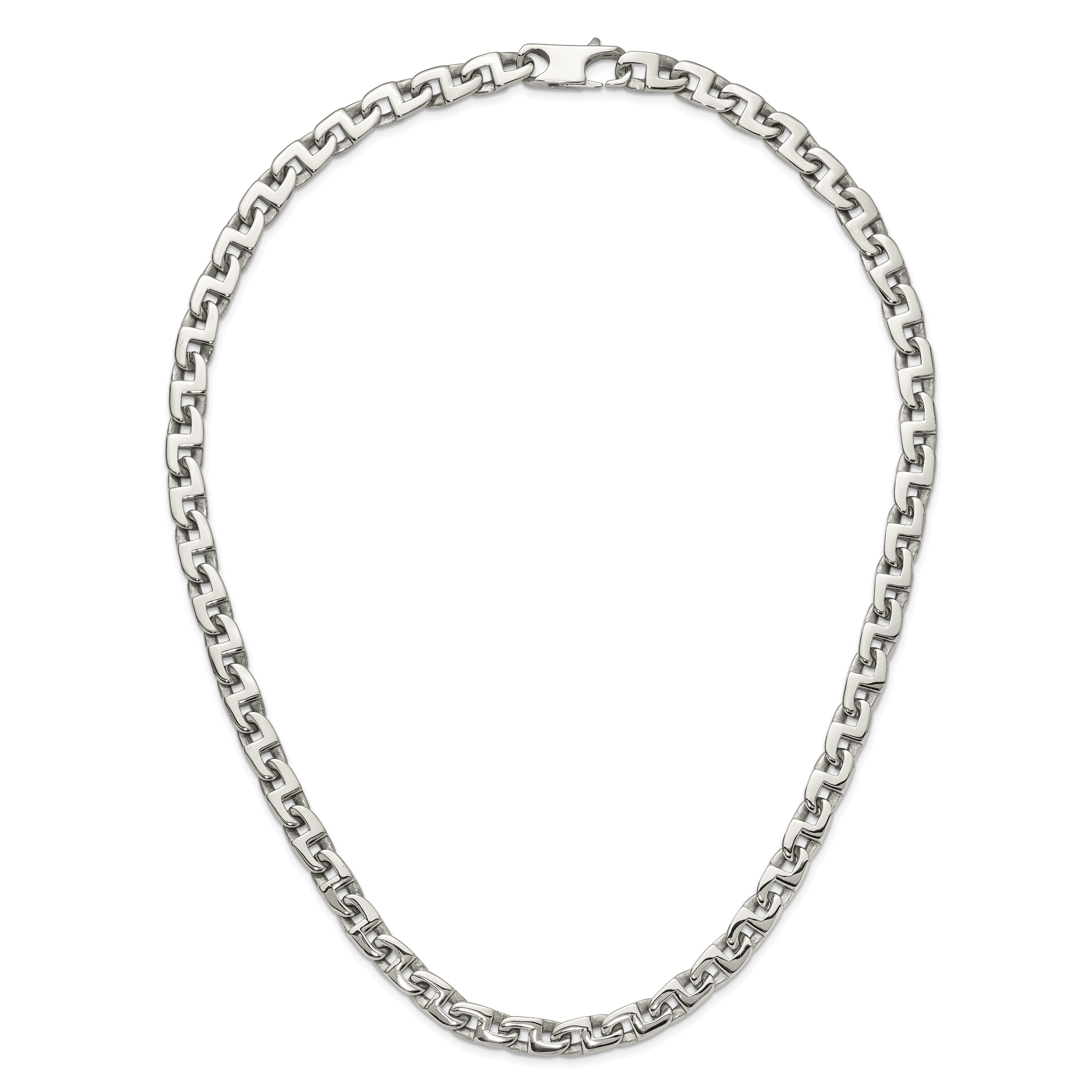 Sophia Jewelers Men's Polished Stainless Steel 24 Square Link Necklace