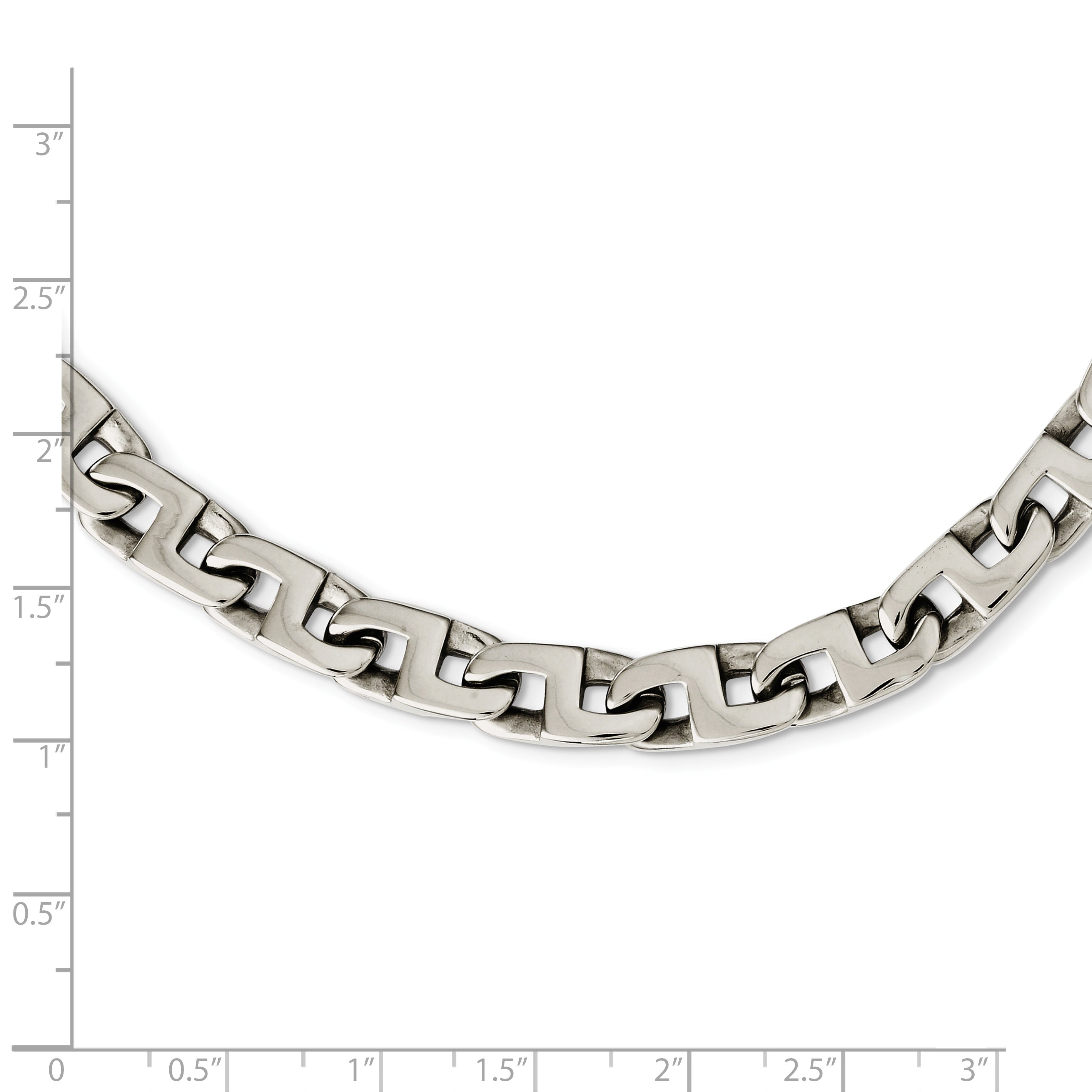 Sophia Jewelers Men's Polished Stainless Steel 24 Square Link Necklace