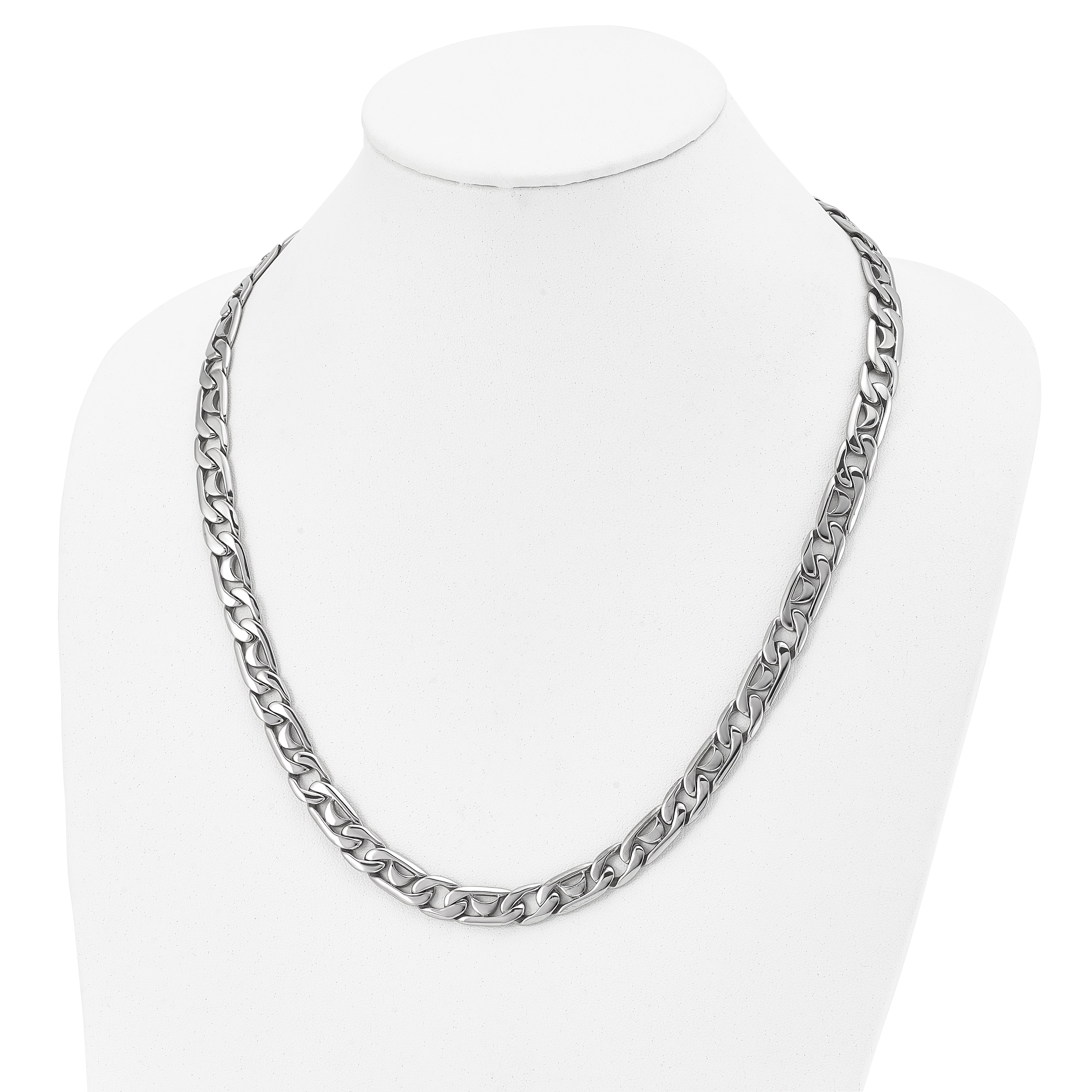 Sophia Jewelers Men's Polished Stainless Steel 24 Chain Necklace Gift-Ready