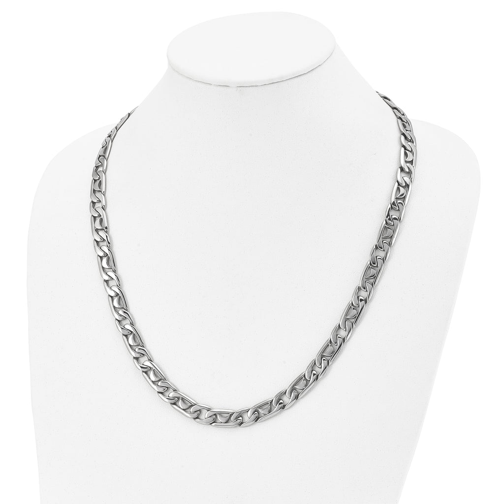 Sophia Jewelers Men's Polished Stainless Steel 24 Chain Necklace Gift-Ready