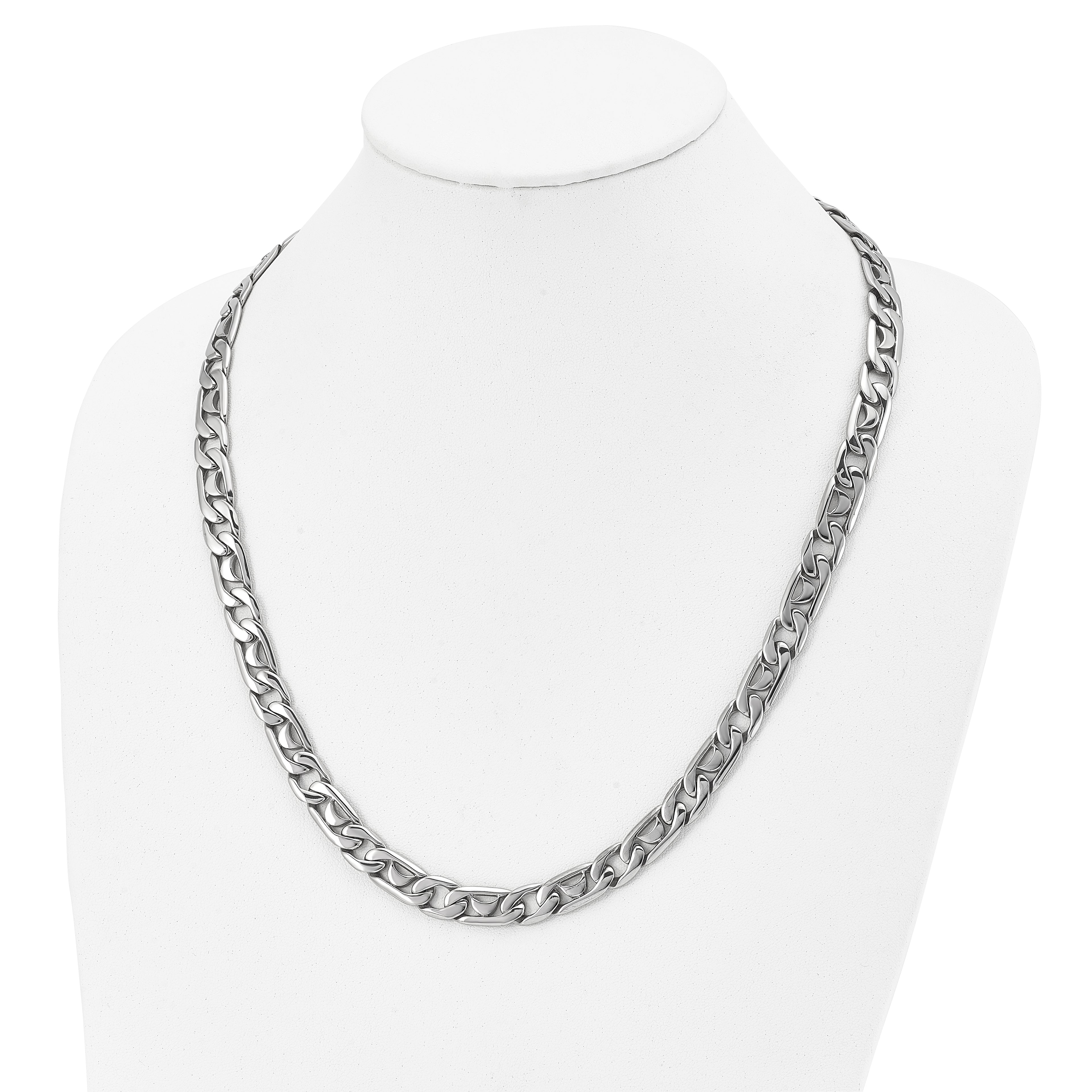 Sophia Jewelers Men's Polished Stainless Steel 24 Chain Necklace Gift-Ready