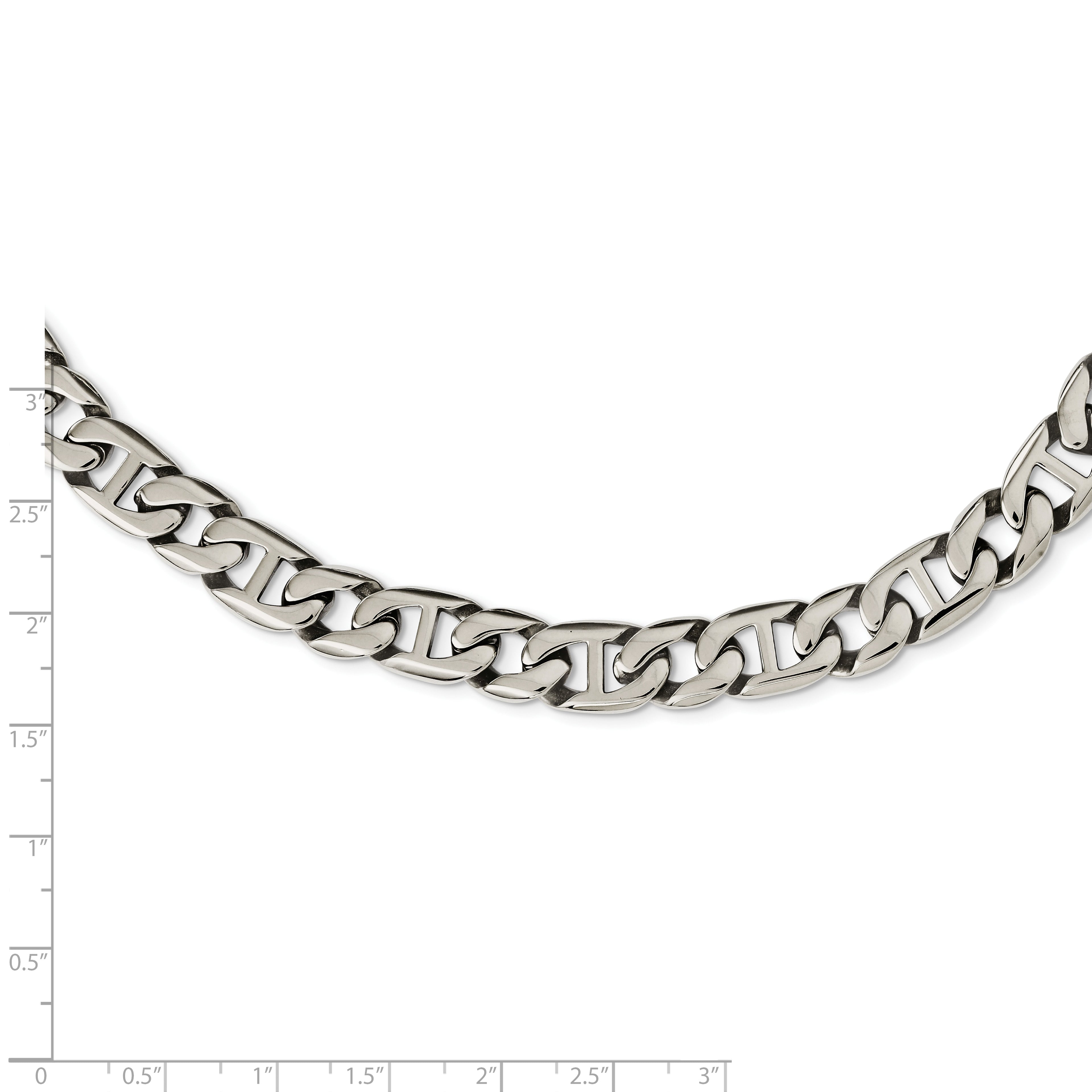 Sophia Jewelers Men's Polished Stainless Steel 24 Chain Necklace Gift-Ready