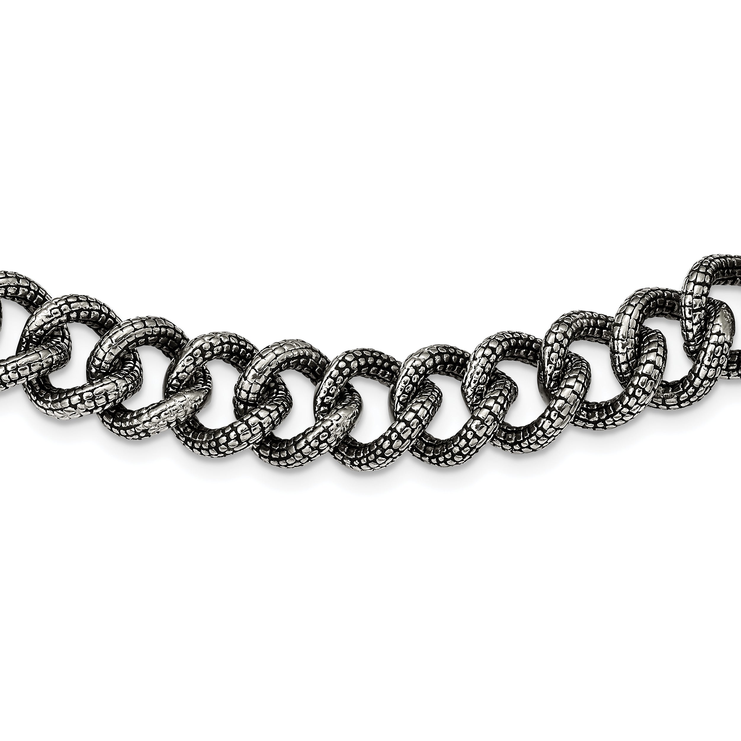 Chisel Stainless Steel Antiqued and Textured 24 inch Link Necklace Main image