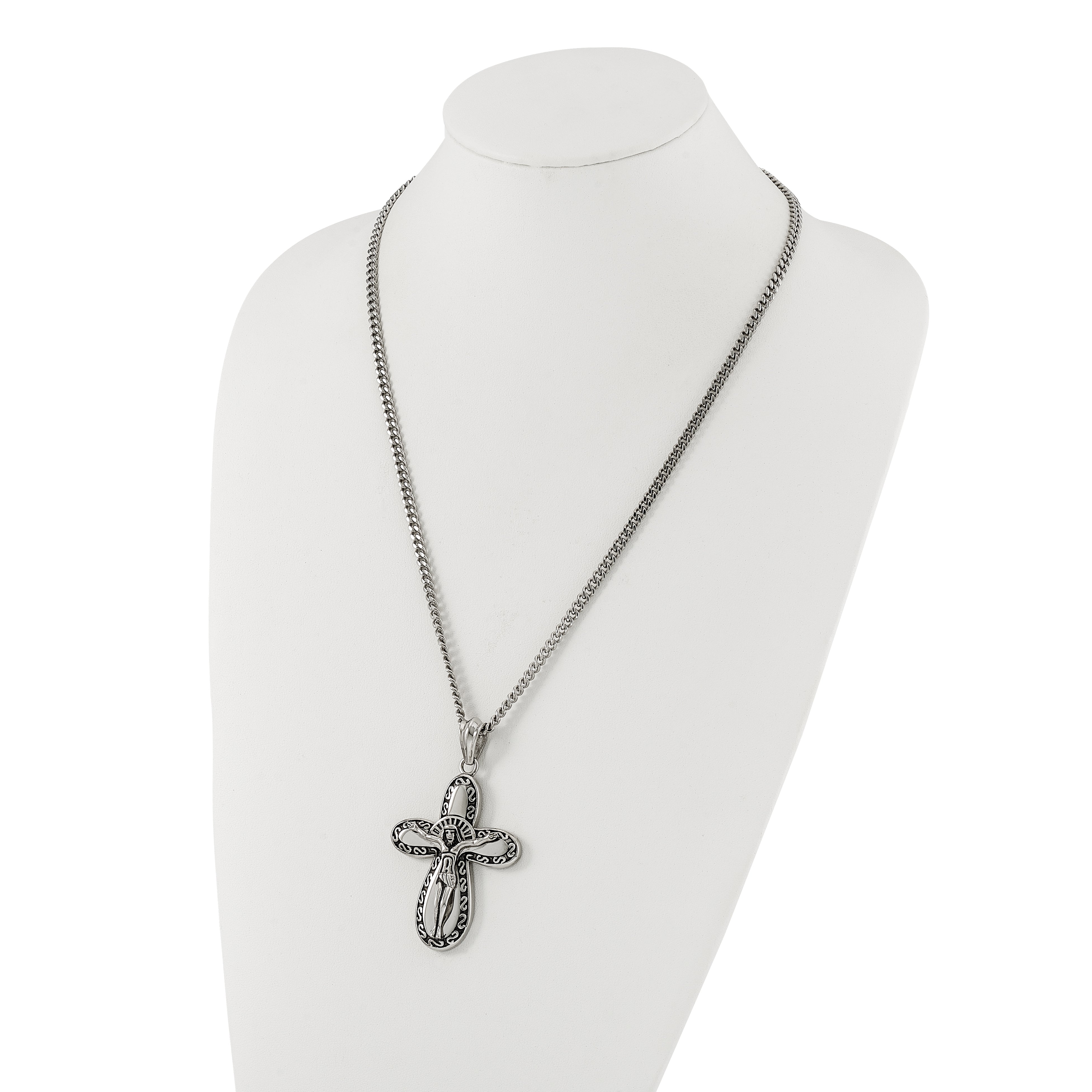 Stainless Steel Antiqued & Polished Crucifix Necklace Secondary image