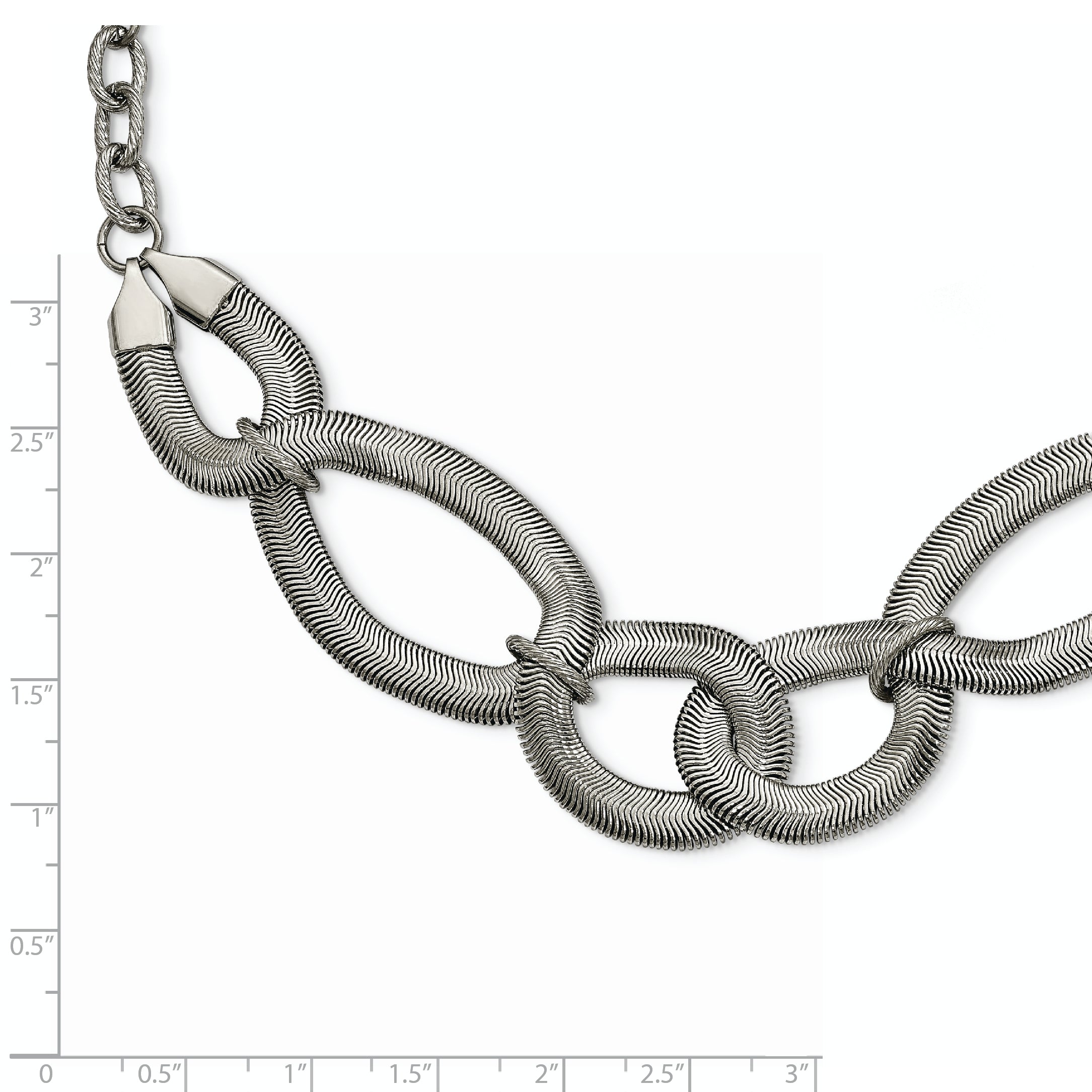Polished Stainless Steel Women's Oval Necklace with Lobster Clasp