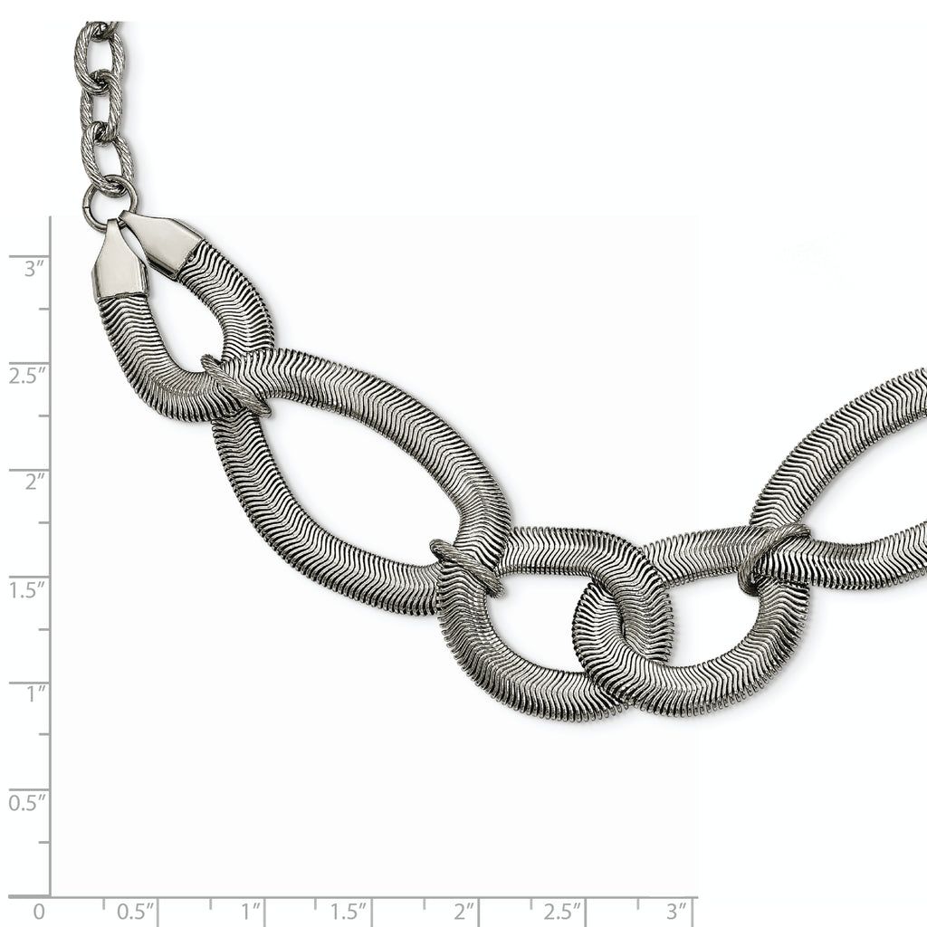 Polished Stainless Steel Women's Oval Necklace with Lobster Clasp