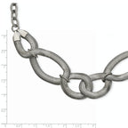 Polished Stainless Steel Women's Oval Necklace with Lobster Clasp