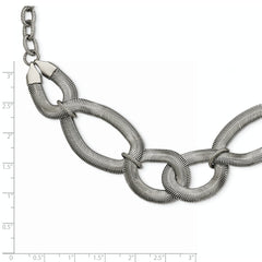 Polished Stainless Steel Women's Oval Necklace with Lobster Clasp