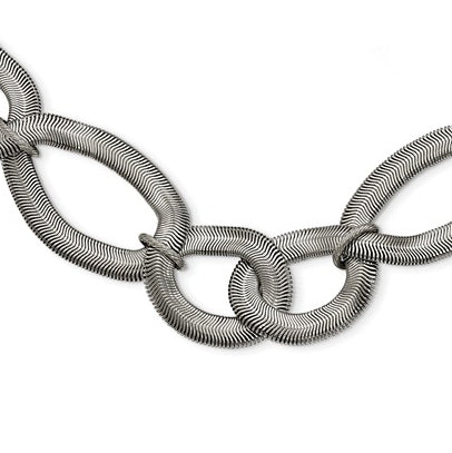 Stainless Steel Interlinked Oval 16.5in w/ext Necklace Main image