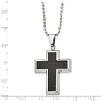 Sophia Jewelers Men's Stainless Steel Cross Pendant Necklace with Black Carbon Fiber