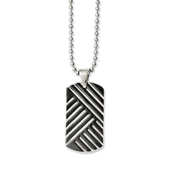 Sophia Jewelers Stainless Steel Black Enamel Dog Tag Pendant Necklace