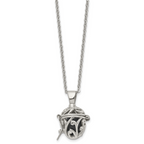 Black Agate Opening Box Necklace in Stainless Steel