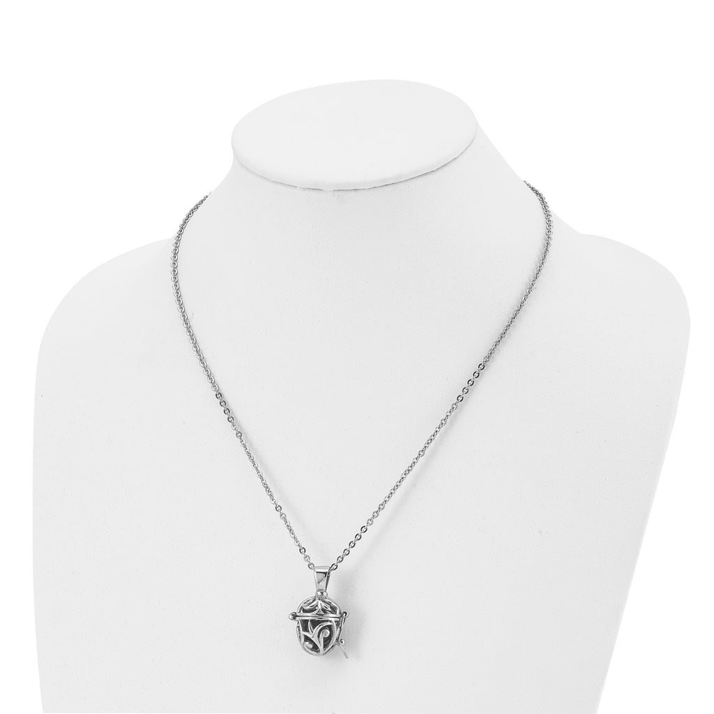 Black Agate Opening Box Necklace in Stainless Steel