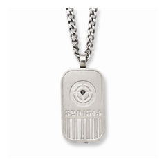Stainless Steel Black Enamel Reversible Dog Tag Necklace 20in Elegant Polished