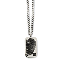 Stainless Steel Black Enamel Reversible Dog Tag Necklace 20in Elegant Polished