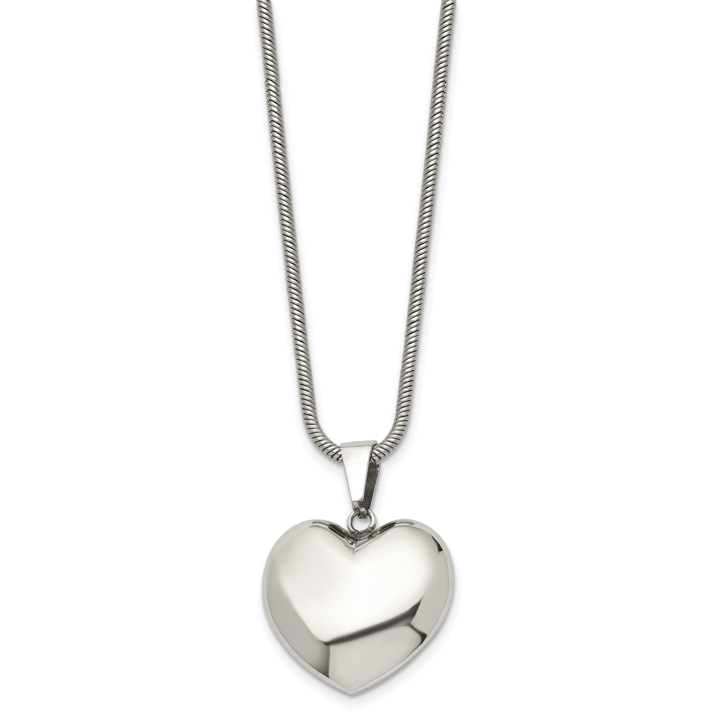 Stainless Steel Polished Heart Pendant Necklace for Women 20in