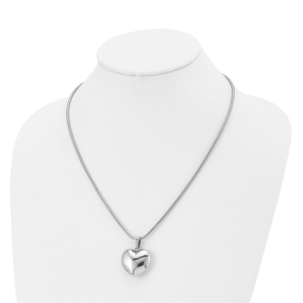 Stainless Steel Polished Heart Pendant Necklace for Women 20in