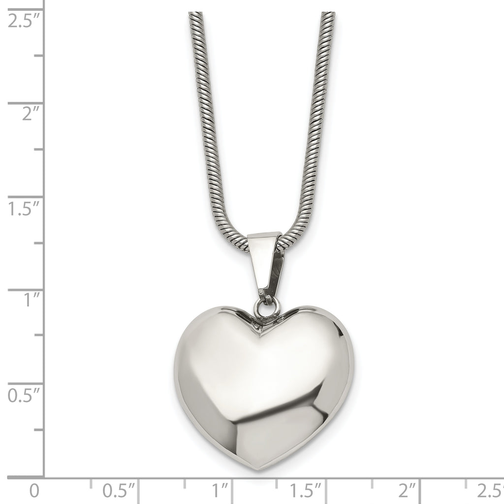 Stainless Steel Polished Heart Pendant Necklace for Women 20in
