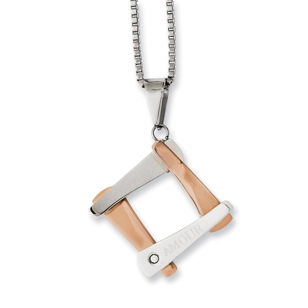 Sophia Jewelers Rose Tone Stainless Steel Necklace with CZ Pendant