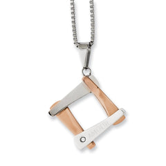 Sophia Jewelers Rose Tone Stainless Steel Necklace with CZ Pendant