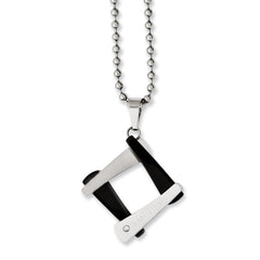 Sophia Jewelers Black IP-Plated Stainless Steel Necklace with CZ Charm
