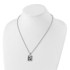 Laser-Cut CZ Dog Tag Necklace in Stainless Steel