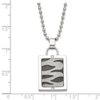 Laser-Cut CZ Dog Tag Necklace in Stainless Steel