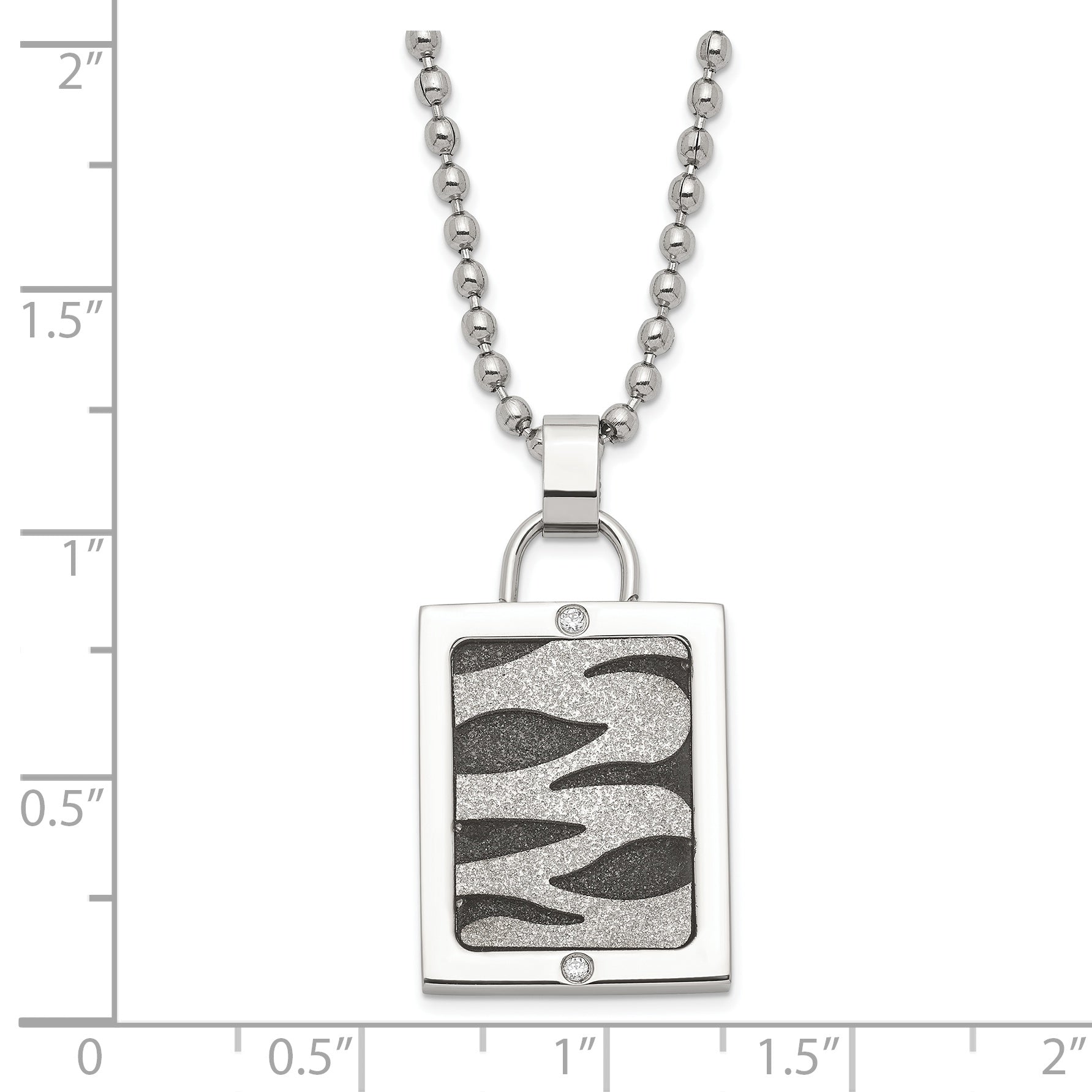 Laser-Cut CZ Dog Tag Necklace in Stainless Steel