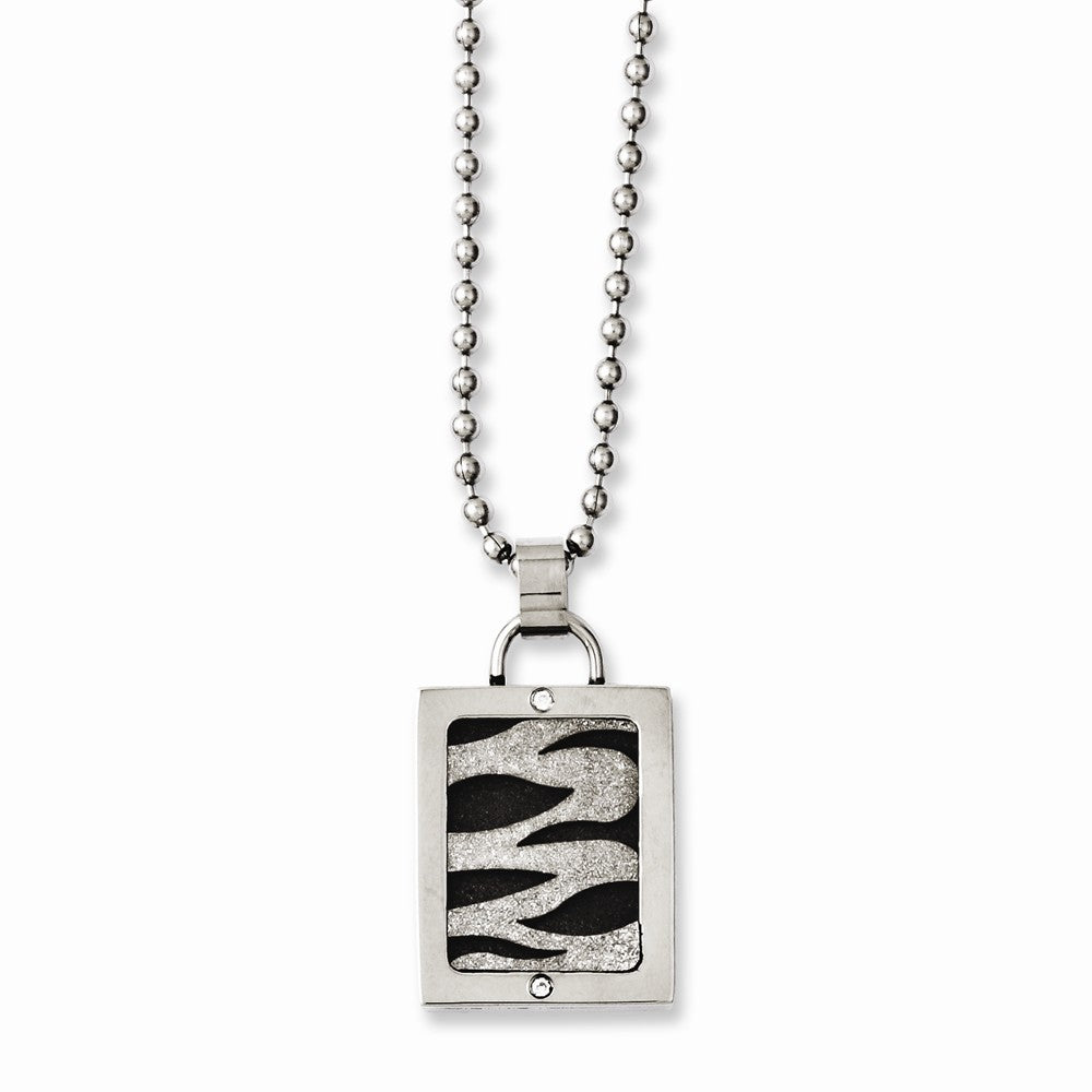 Stainless Steel Polished Dog Tag Necklace with Black IP Plating