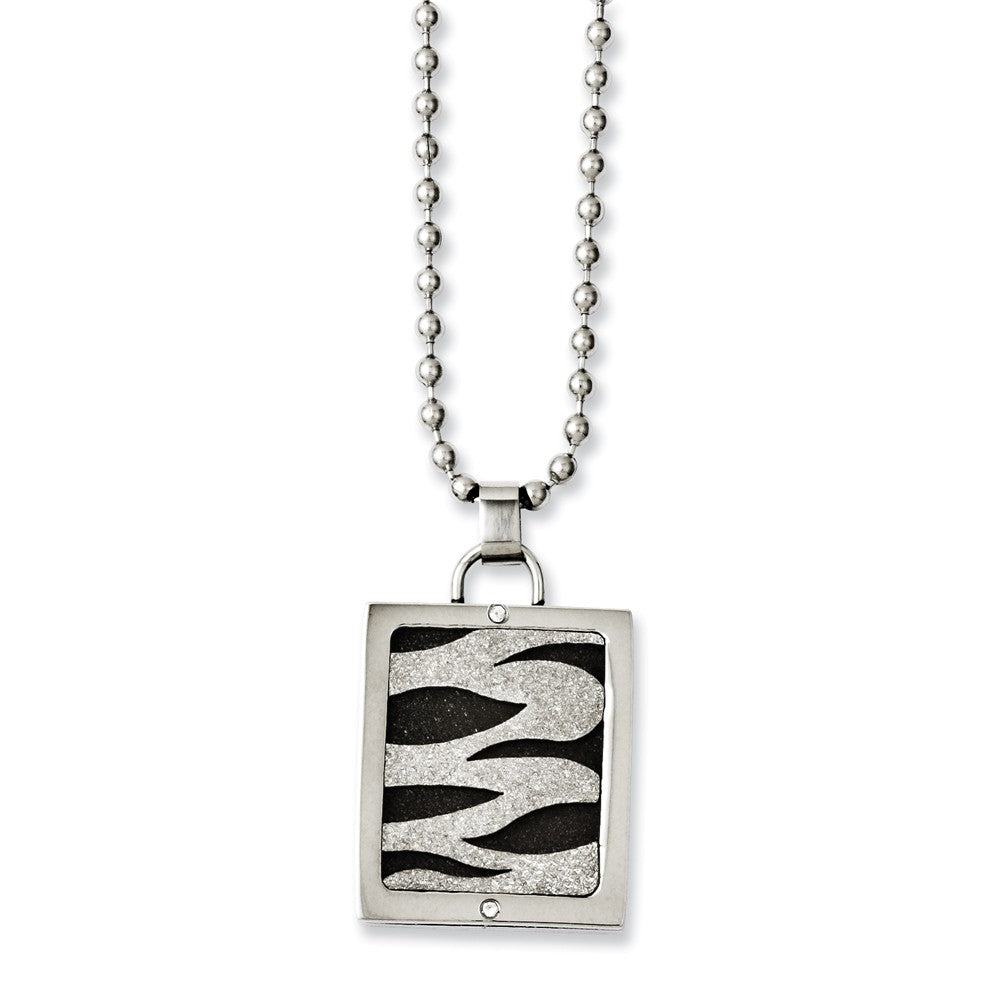 Stainless Steel Black IP Laser Cut Dog Tag Necklace 22in