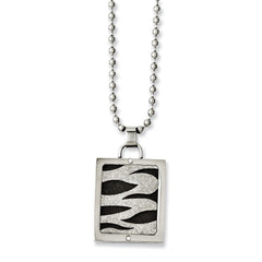 Stainless Steel Black IP Laser Cut Dog Tag Necklace 22in