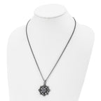 Stainless Steel Men's Necklace with Black CZ Skulls & Fleur de Lis