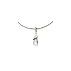Stainless Steel White Cat's Eye & CZ 20in Necklace