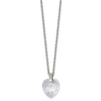 Sophia Jewelers Stainless Steel Crystal Heart Necklace with CZ Polished Elegance