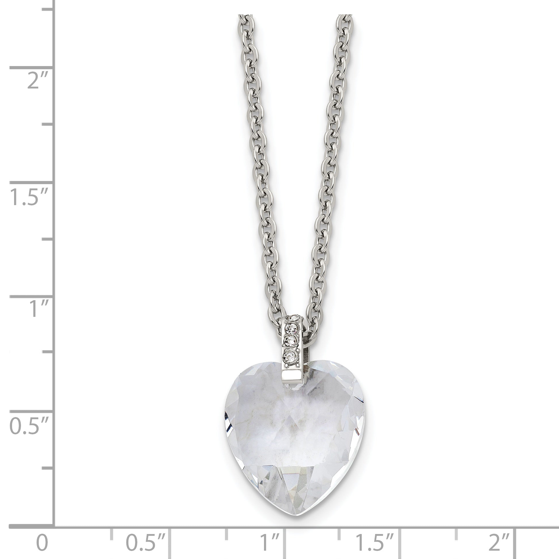 Sophia Jewelers Stainless Steel Crystal Heart Necklace with CZ Polished Elegance