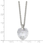 Sophia Jewelers Stainless Steel Crystal Heart Necklace with CZ Polished Elegance