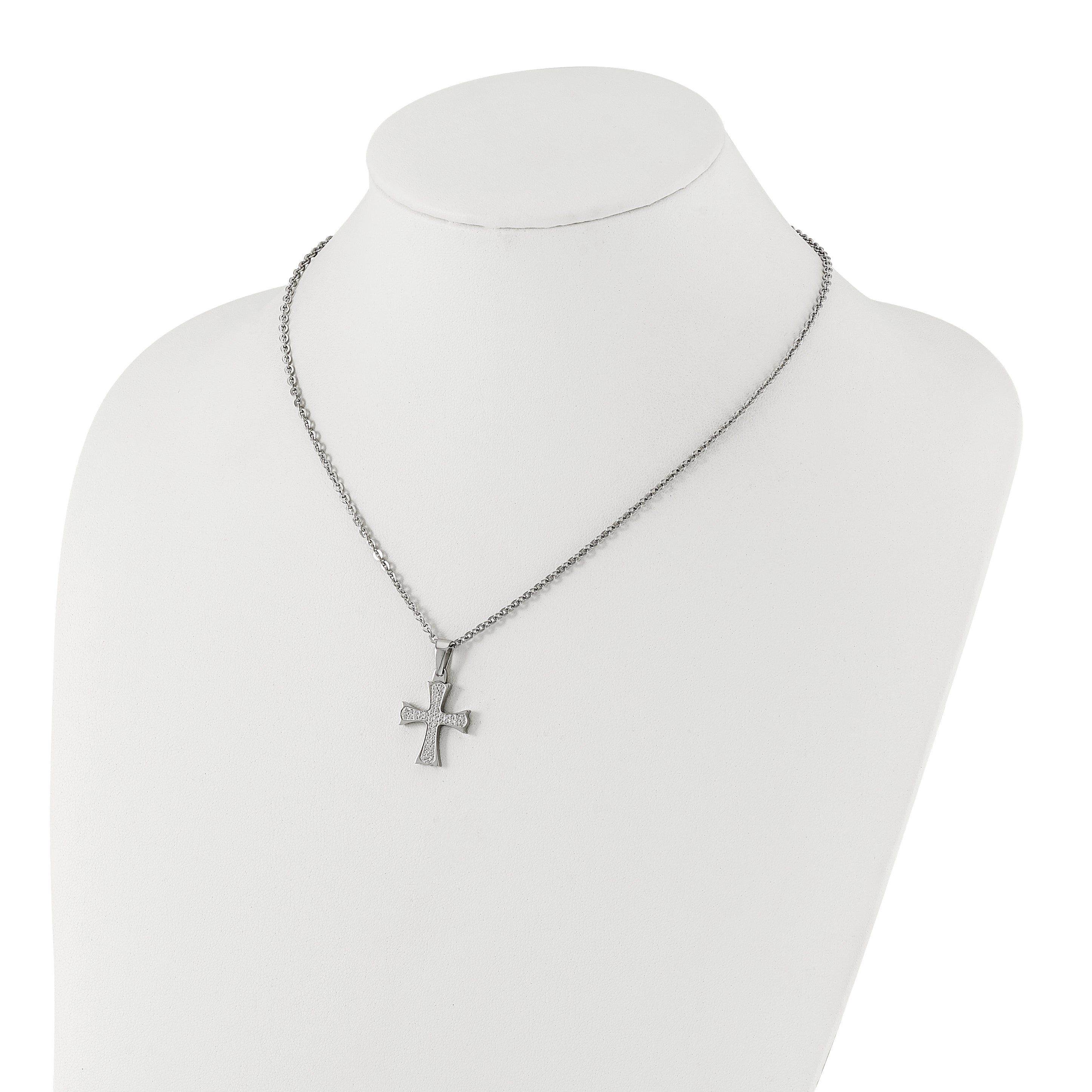 CZ Cross Necklace in Stainless Steel Secondary image