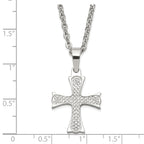 CZ Cross Necklace in Stainless Steel