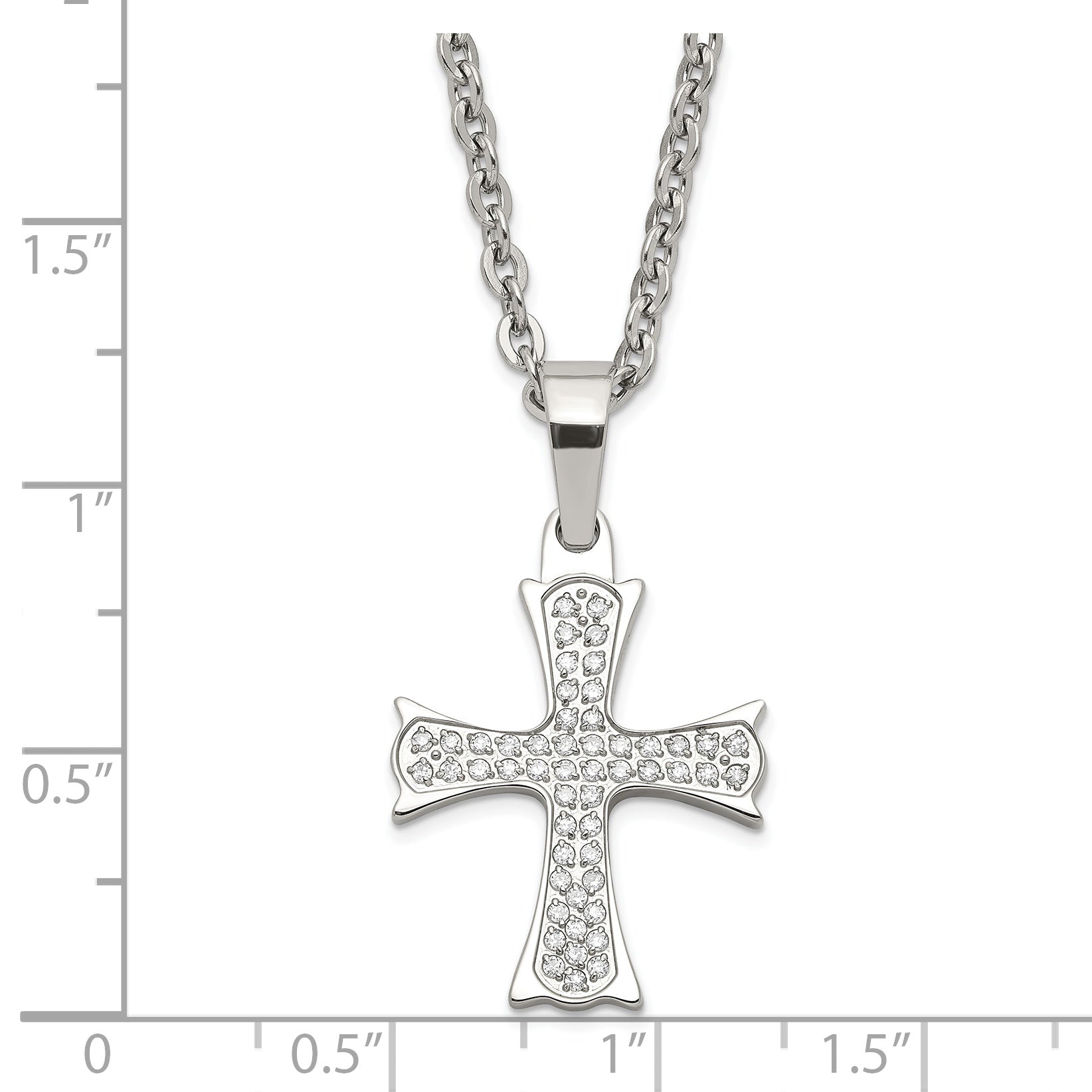 CZ Cross Necklace in Stainless Steel