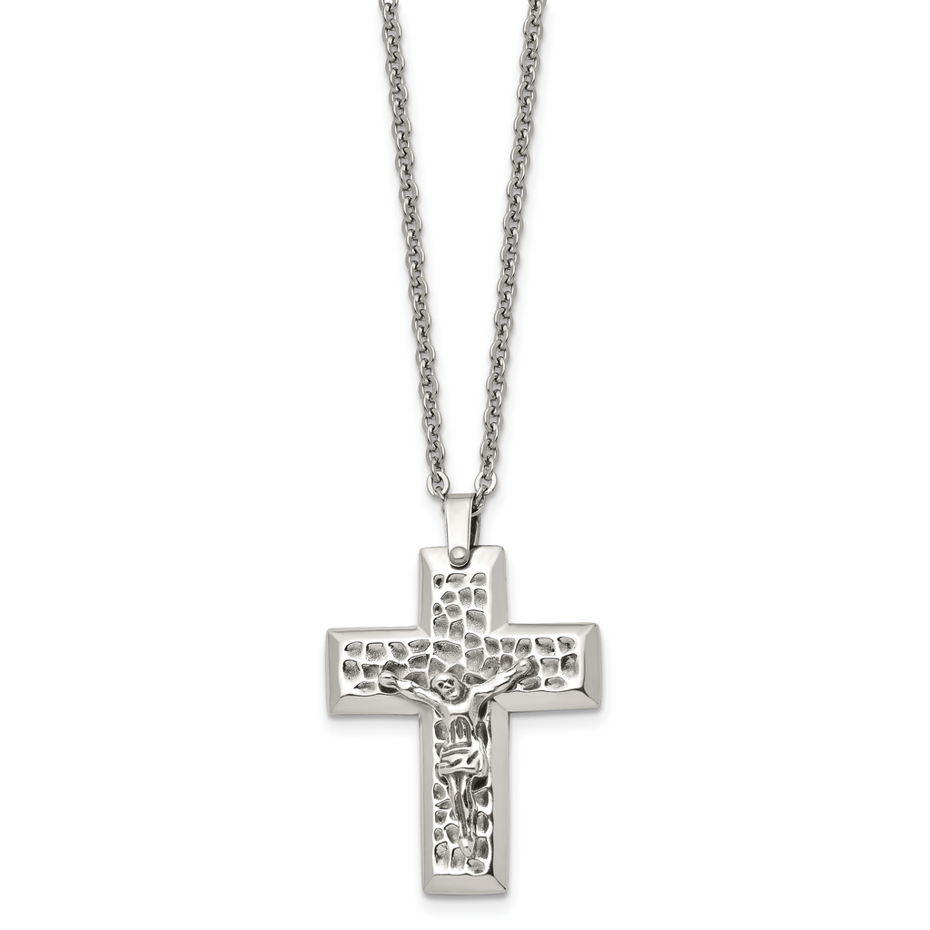 Sophia Jewelers Unisex Stainless Steel Crucifix Pendant Necklace 20 Gift Ready